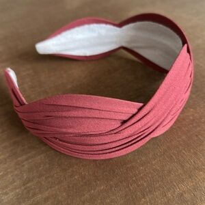 Head Band Hair accessories Upscale Leather r and Fabric draped Brick Rust brown